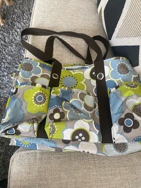 thirty-one Floral Tote in Blue, Green & Brown